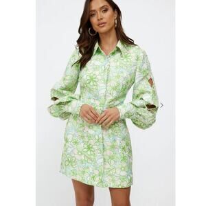 NWT C/MEO Far Away Mini Dress Apple Green Floral Size 4